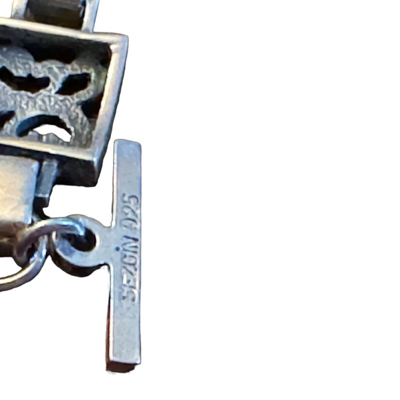 Sterling silver 925 SEZGIN square link scrolled floral bracelet - Picture 6 of 7